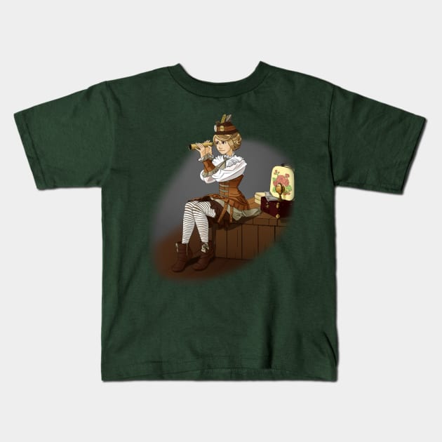 Steampunk Girl Kids T-Shirt by ChaneyAtelier